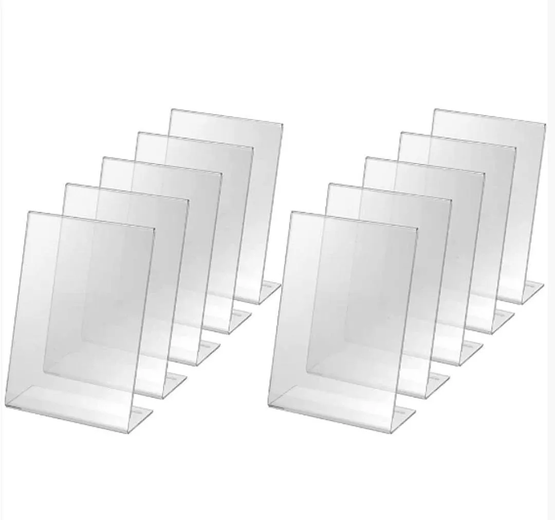 10-Pack Single-Sided Acrylic Transparent Sign Holders