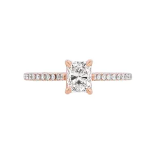 14K Rose Radiant Diamond 0.75Ct Solitaire Engagement Ring