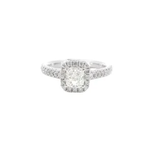 14K White Gold - Radiant Diamond Halo Ring - J31080