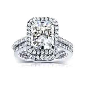 2.7ct Radiant-cut Moissanite Halo Bridal Set