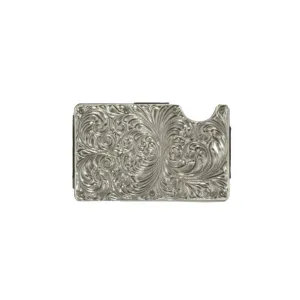 3D Smart Engraved Silver Scroll Wallet