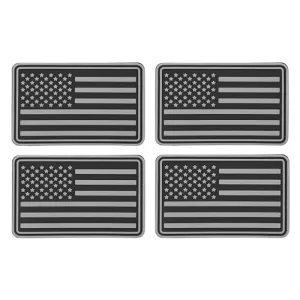 4 Pieces US American Flag Patch PVC Rubber Hook & Loop Fastener Patches Tactical Morale Patch (Black   Grey)