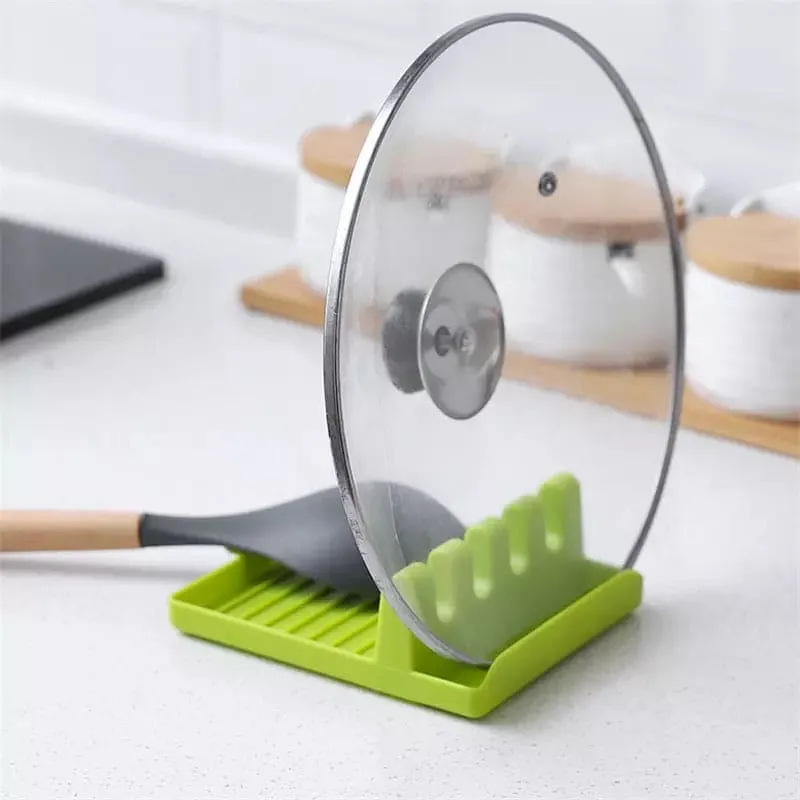 4 Step Spoon Holder for Kitchen Utensils, Pot Lid Holder Stand for Kitchen, Multifunction Kitchen Cooking Display Rack