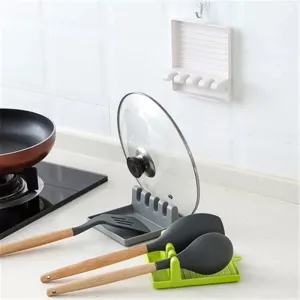 4 Step Spoon Holder for Kitchen Utensils, Pot Lid Holder Stand for Kitchen, Multifunction Kitchen Cooking Display Rack