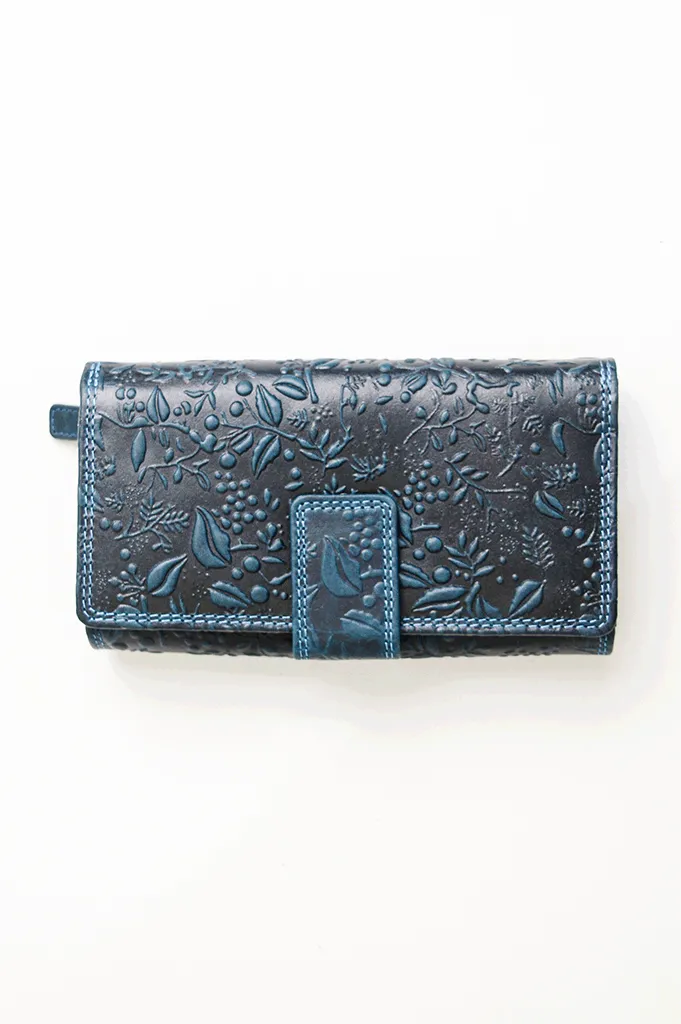 Adrian Klis 100 Flower Wallet, Blue, Leather