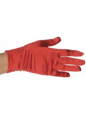 Adult Red Polyester Costume Gloves