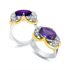 Amethyst Ring with Two-Tone Gold