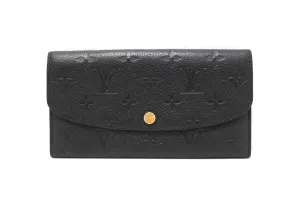 Authentic Louis Vuitton Black Empreinte Emilie Long Wallet