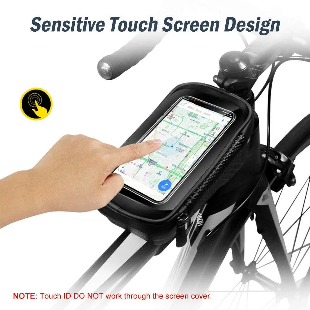 Bike Phone Bags with Touch Screen Phone Holder Case Waterproof Bicycle Front Frame Top Tube Mount Handlebar Bags Bike Storage Bag Cycling Pack