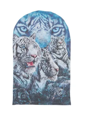 Black Brand Los Angeles   White Tigers print hooded face mask 