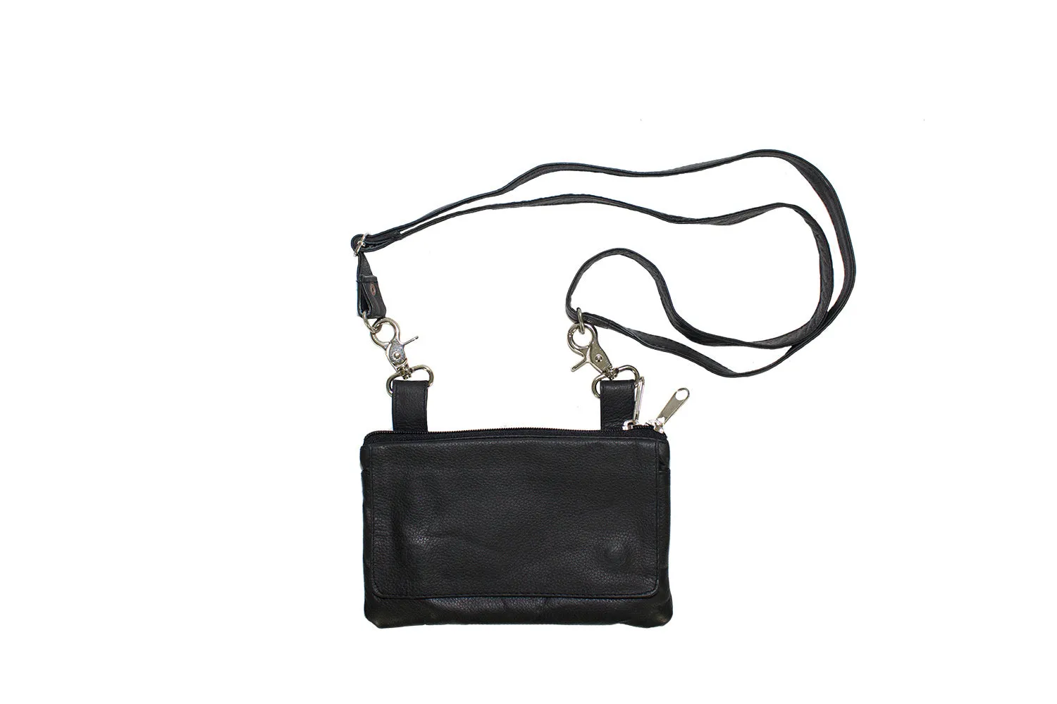 Black Naked Cowhide Leather Belt Bag