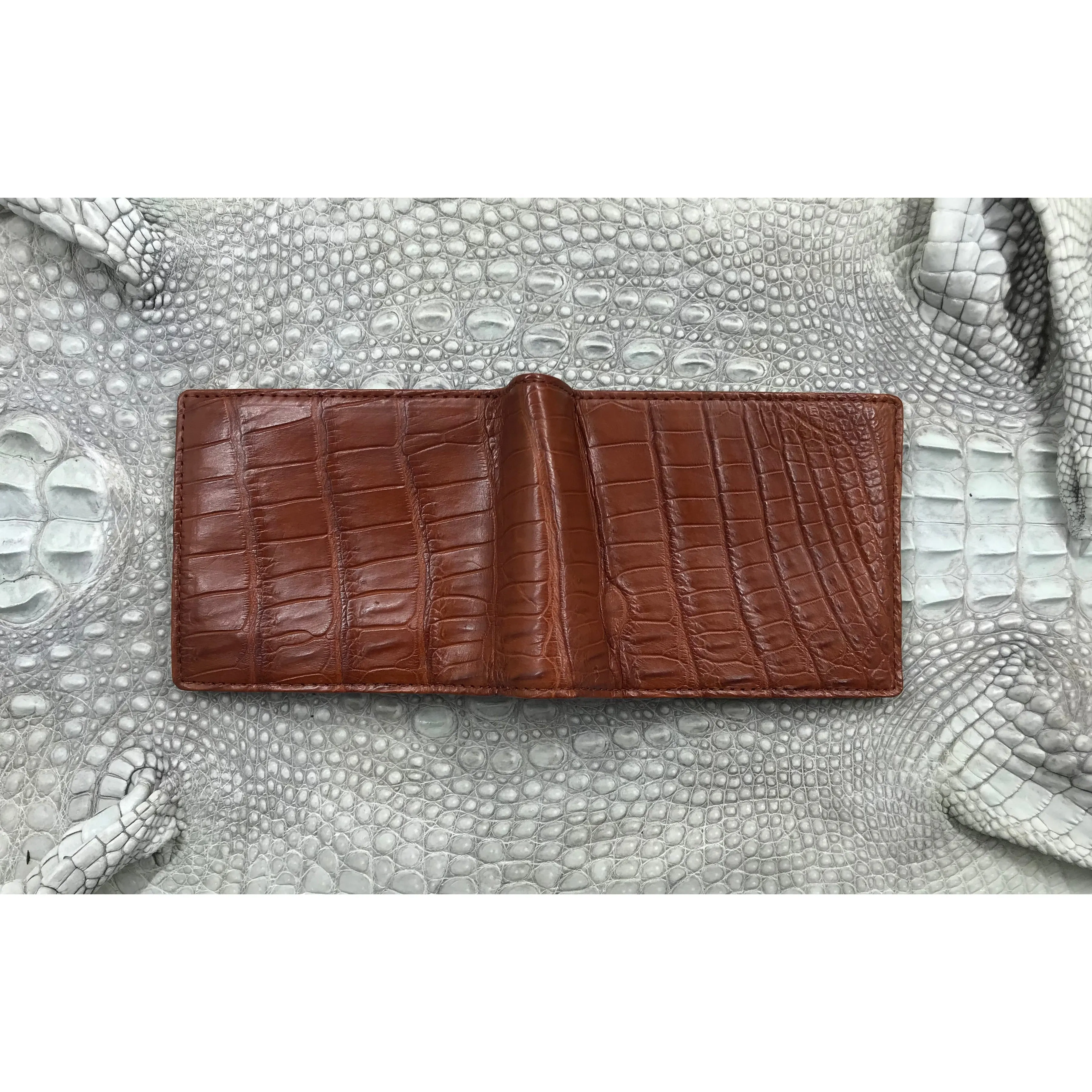 Brown Alligator Skin Bifold Wallet For Men | Handmade Crocodile Leather Wallet RFID Blocking | VL5557