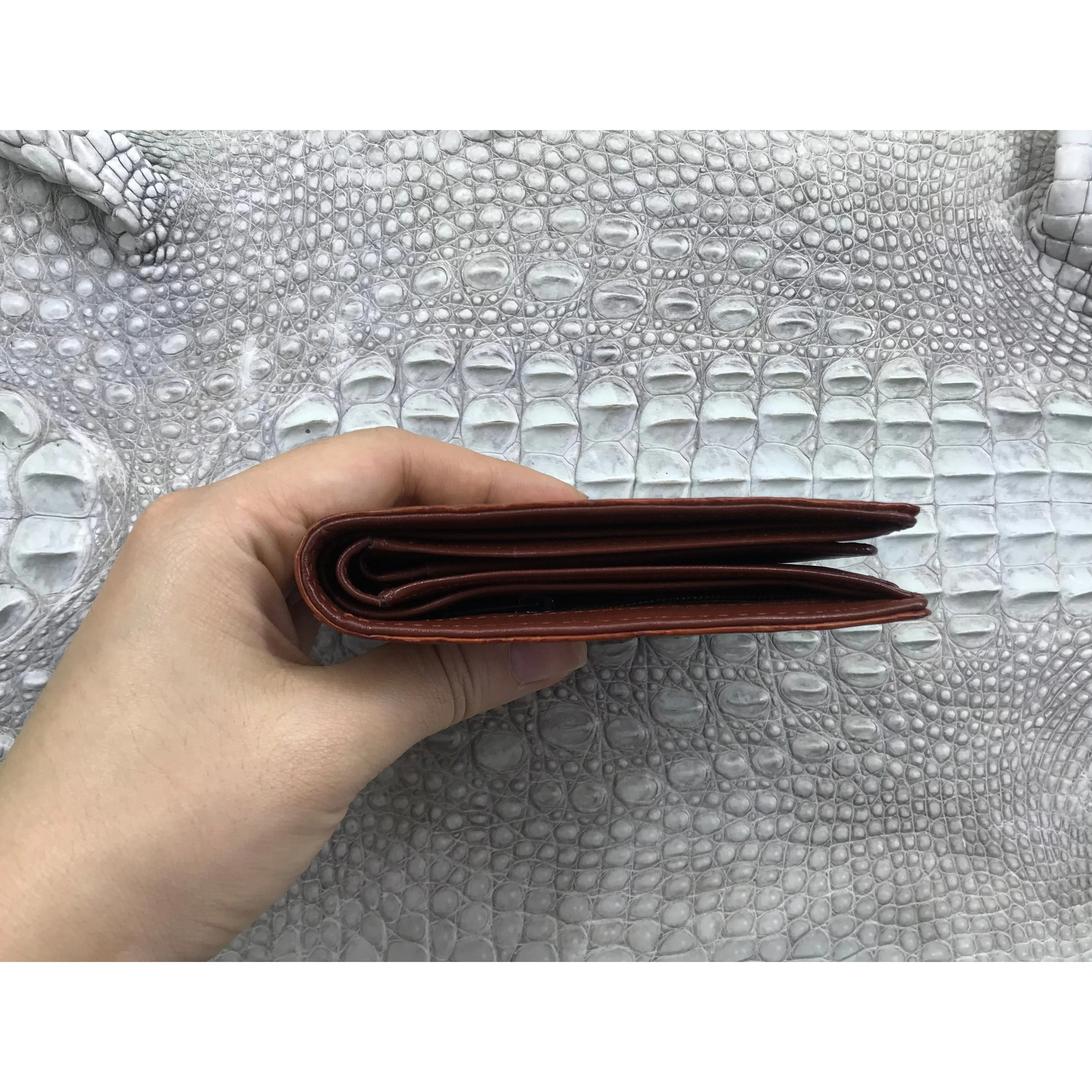 Brown Alligator Skin Bifold Wallet For Men | Handmade Crocodile Leather Wallet RFID Blocking | VL5557