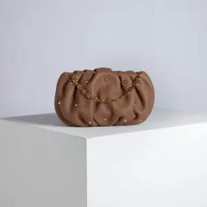 Bubble 8 Stud Walnut Clutch