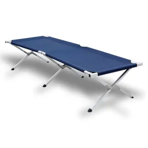 Camping Bed Folding Stretcher Light Weight w/ Carry Bag Camp Portable - navy