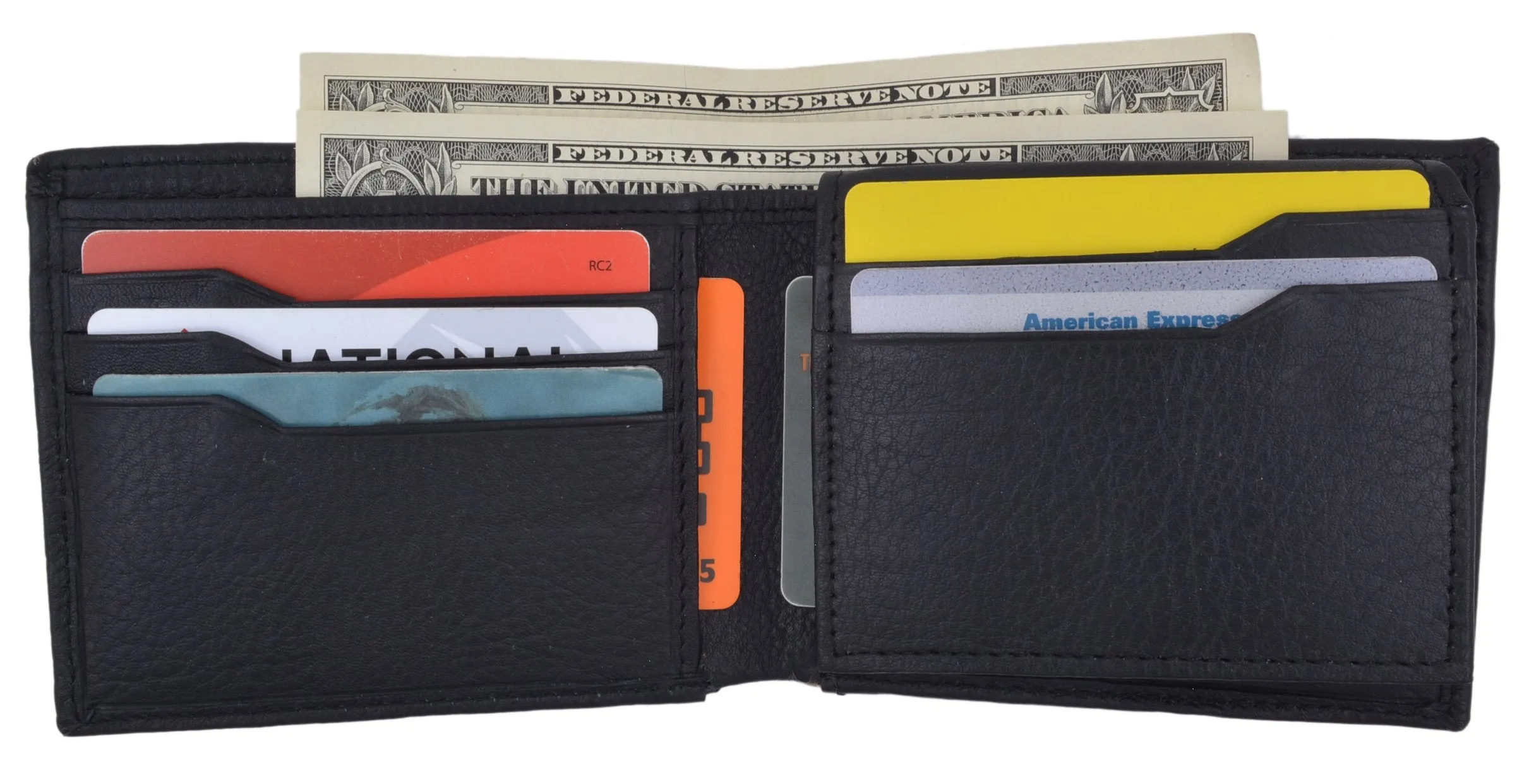 Cavelio Flap-Up ID Credit Card Holder Bifold Men's Premium Leather Wallet 402053