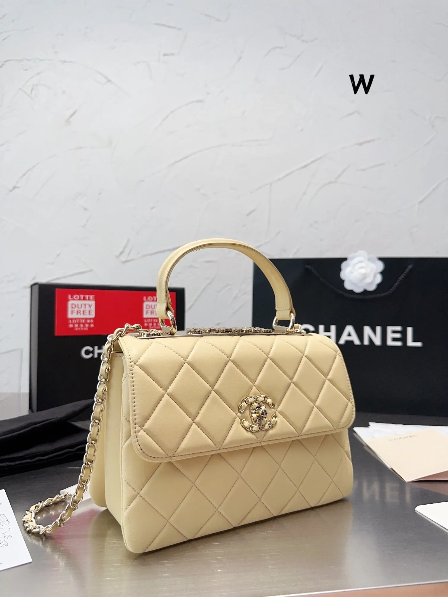 CC758 Flap Bag with Top Handle / 6.6 × 9.8 × 4.7 in