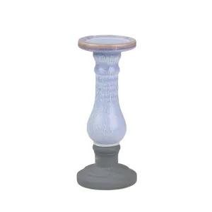 CERAMIC 11" CANDLE HOLDER, BLUE