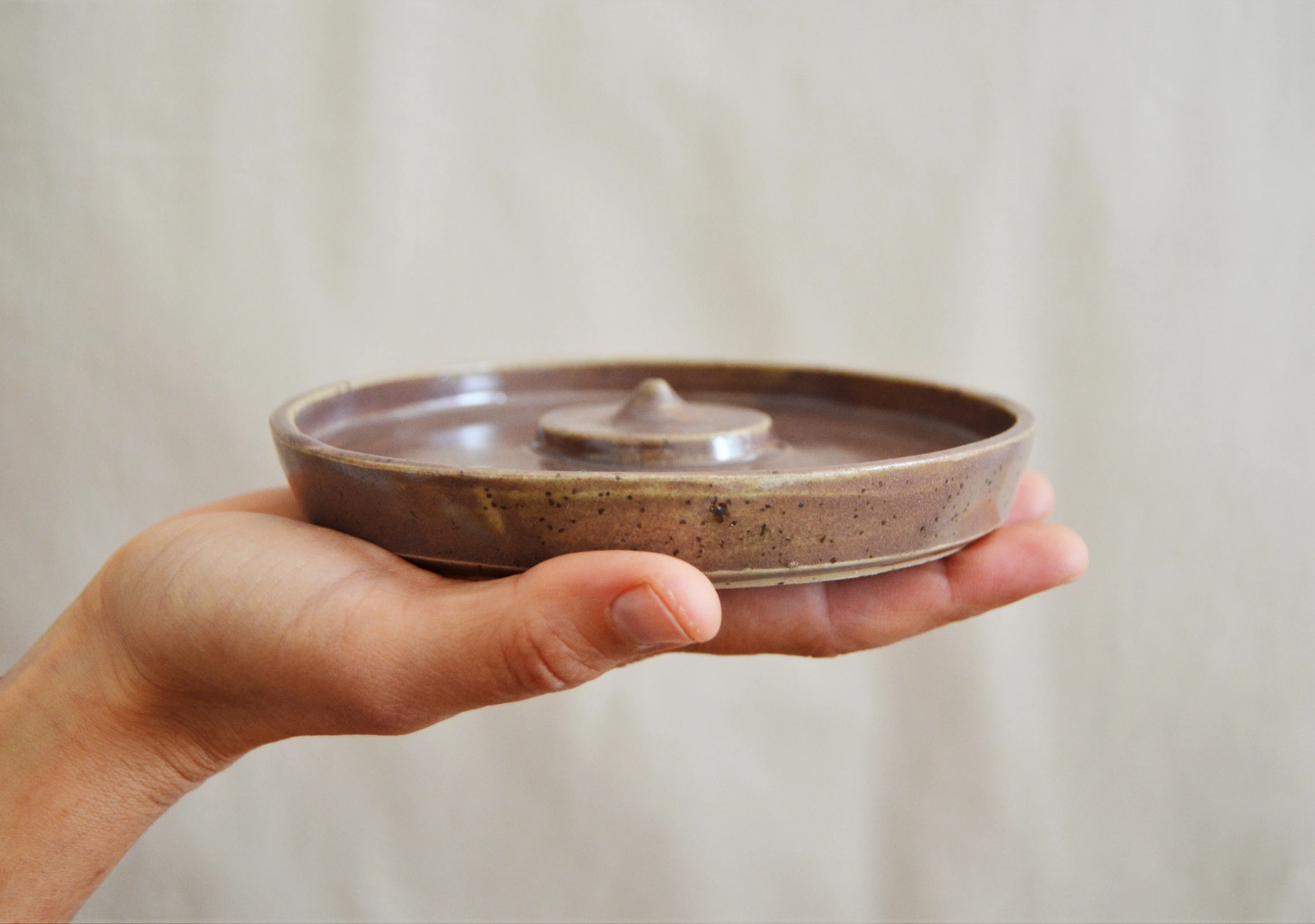 Ceramic Incense holder •Stone Purple• FREE incense box