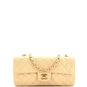 CHANEL Classic Single Flap Bag Quilted Caviar East West