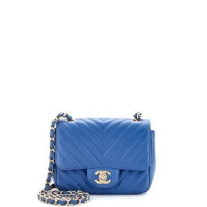 CHANEL Square Classic Single Flap Bag Chevron Lambskin Mini