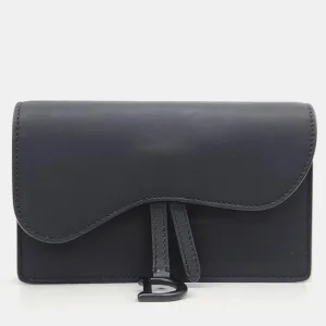 Christian Black Leather Saddle Belt Bag