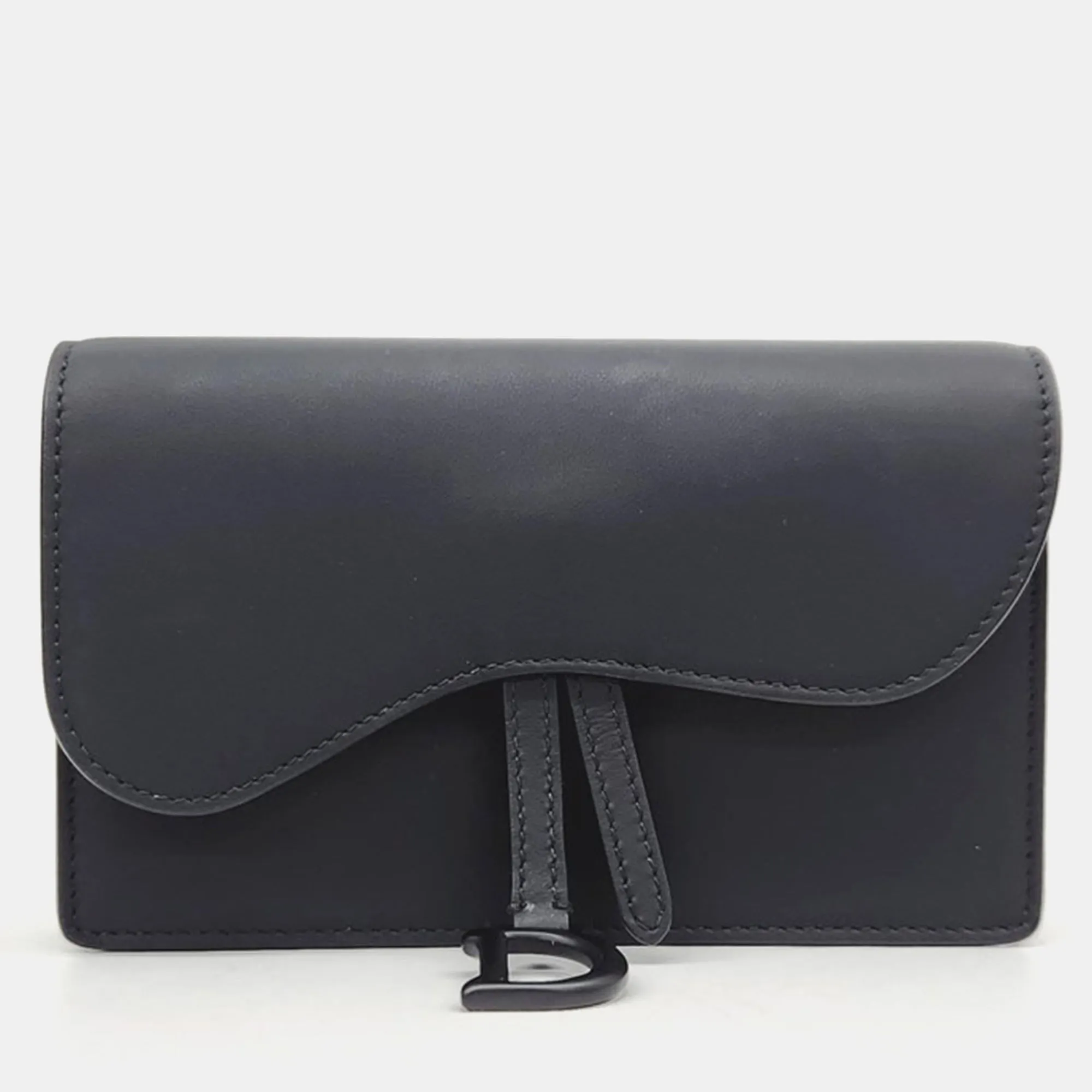 Christian Black Leather Saddle Belt Bag