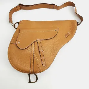 Christian Tan Calfskin Limited Edition Baudrier Saddle Bag