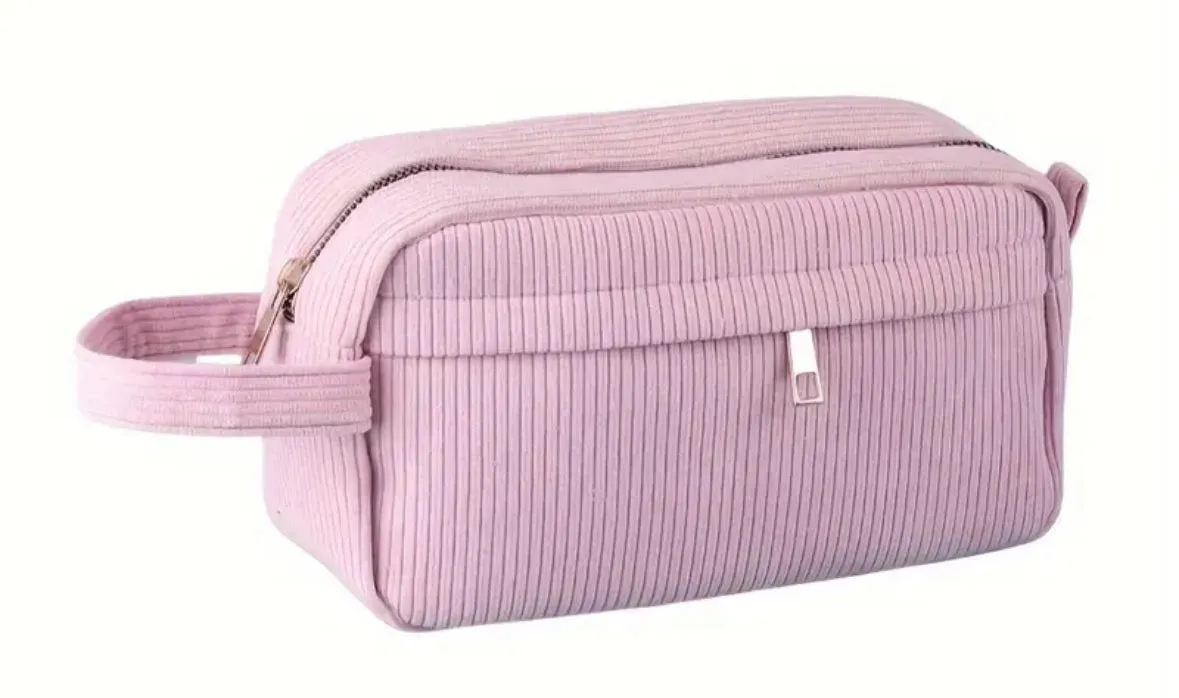 Corduroy pastel makeup bag