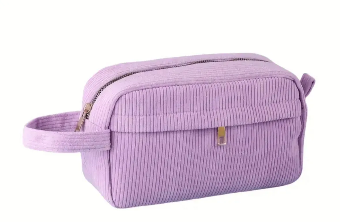 Corduroy pastel makeup bag