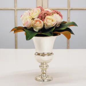 CREAM ROSE IN SILVER VASE (WHD019-PKMV)