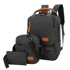 Cross-Border New Arrival Three-Piece Backpack Large Capacity Simple Business Computer Bag Travel Bag Backpack