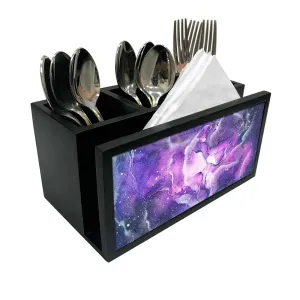 Cutlery Tissue Holder Napkin Stand -  Space Dark Purple Watercolor