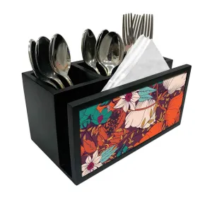 Cutlery Tissue Holder Napkin Stand -  Vintage Flowers