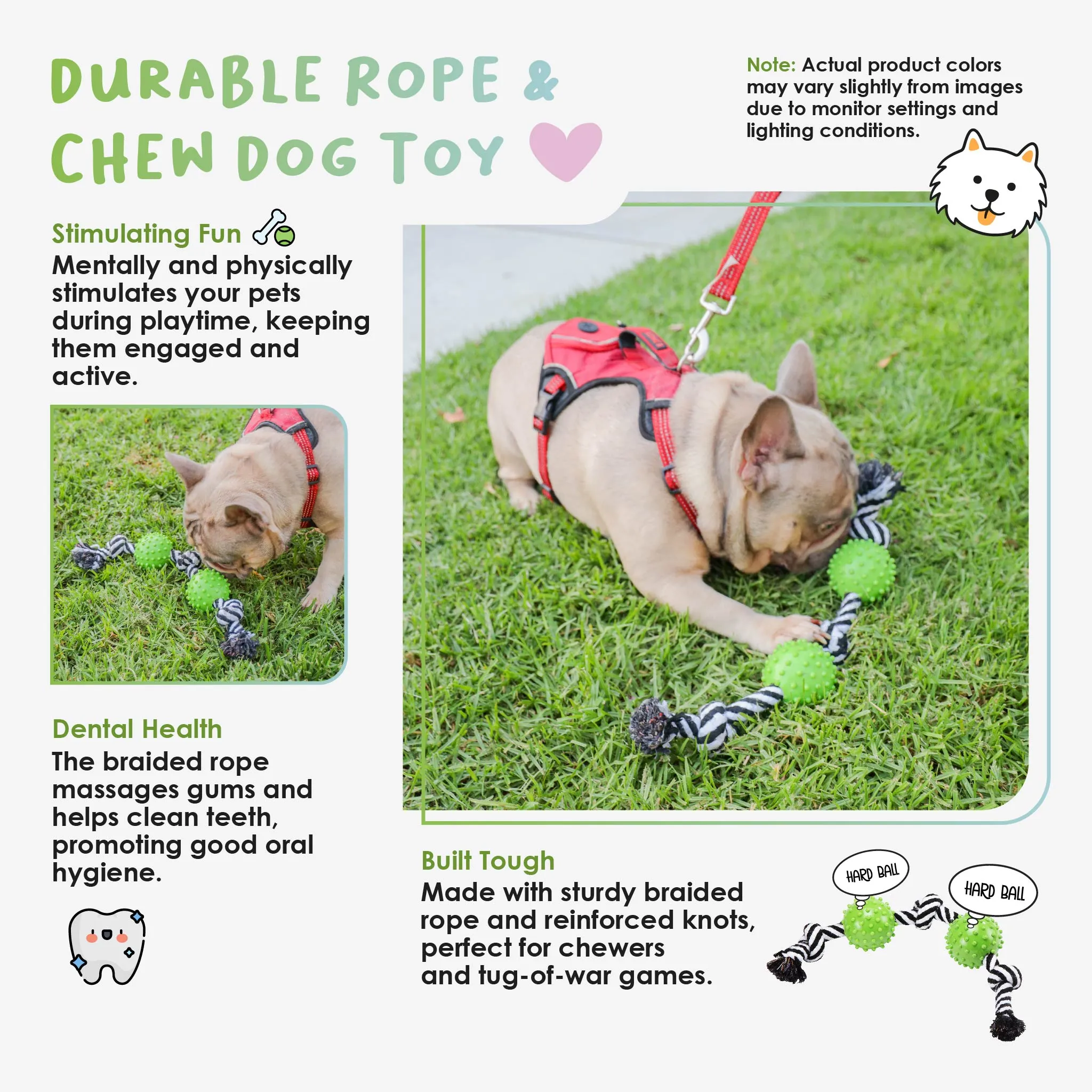 Durable Rope and Chew Dog Toy: Fun, Mentally & Physically Stimulating, Built Tough with Reinforced Knots, Safe with No Harmful Chemicals, Variety of Textures, Perfect for Chewing, Playing & Fetching, for Pets