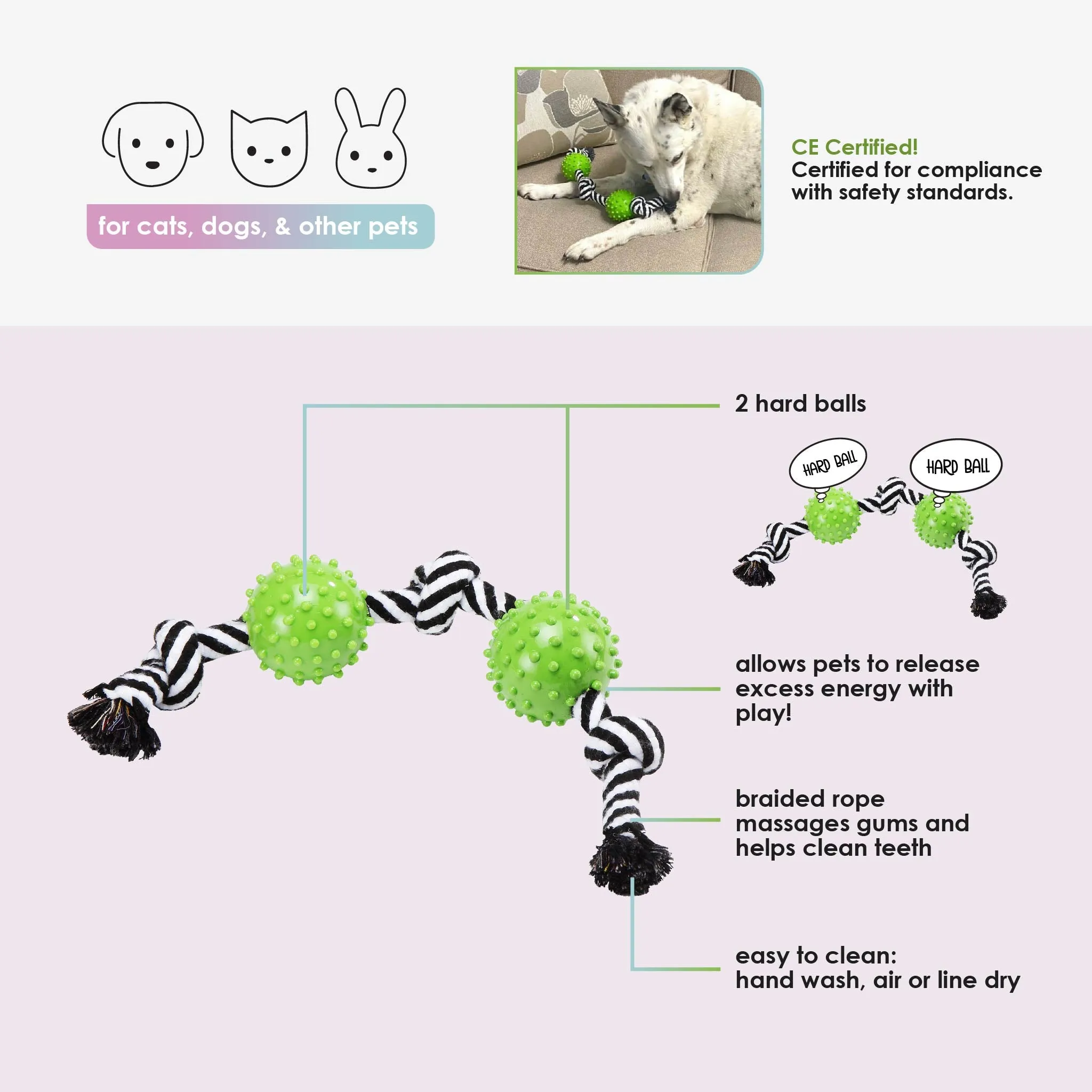 Durable Rope and Chew Dog Toy: Fun, Mentally & Physically Stimulating, Built Tough with Reinforced Knots, Safe with No Harmful Chemicals, Variety of Textures, Perfect for Chewing, Playing & Fetching, for Pets