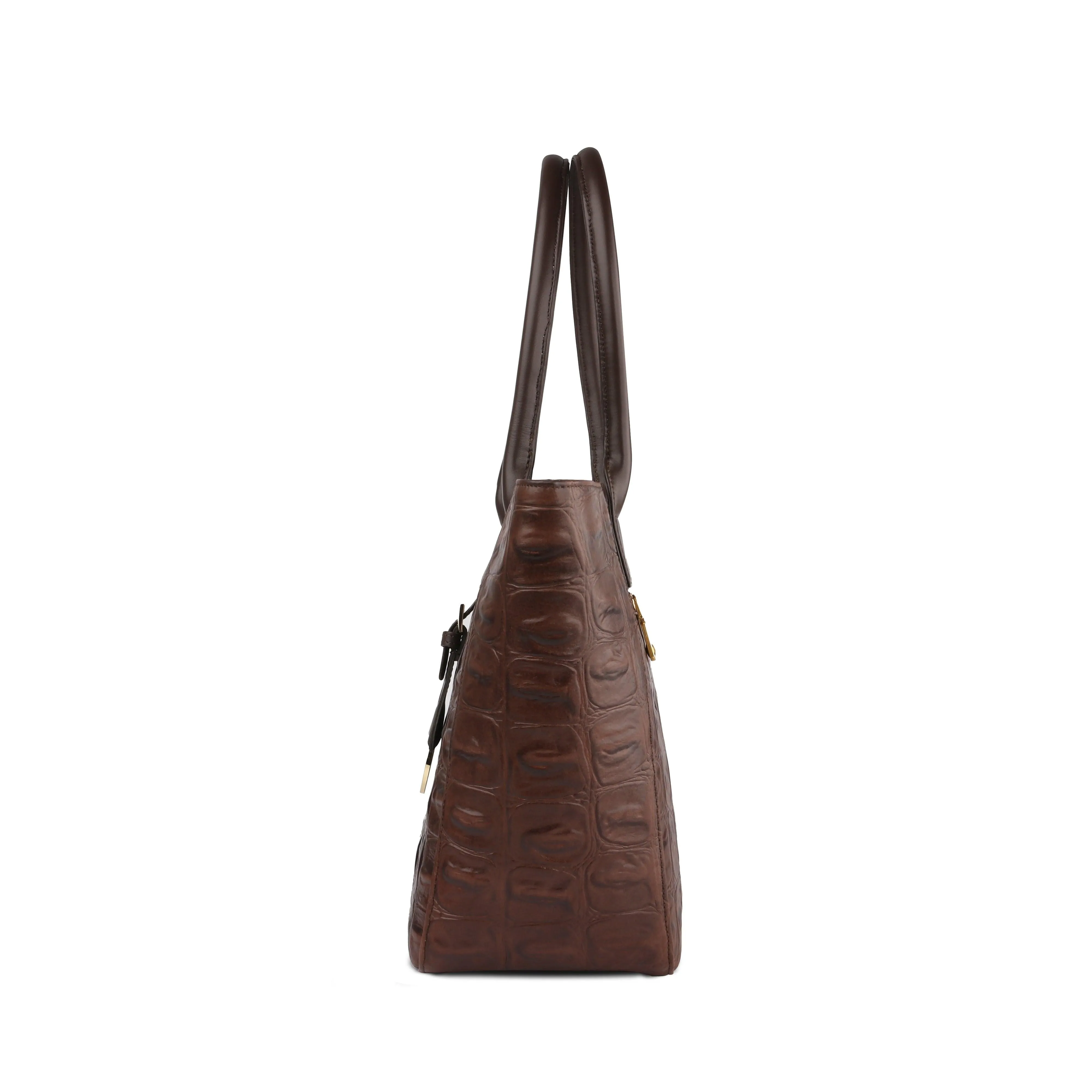 Elvis Tote | Leather Tote Bag For Women | Croco Embossed Genuine Leather | Color: Blue, Brown, Black & Green