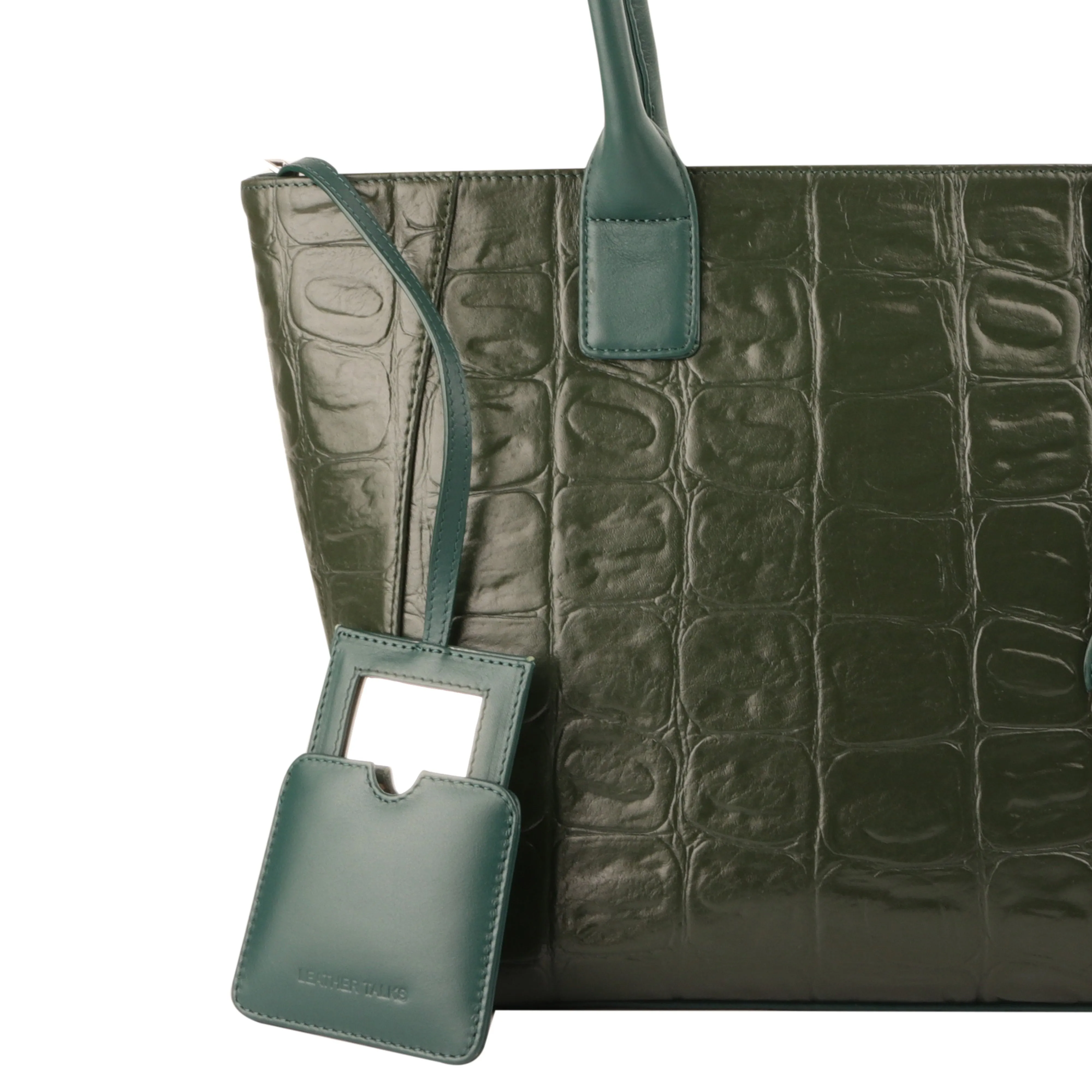 Elvis Tote | Leather Tote Bag For Women | Croco Embossed Genuine Leather | Color: Blue, Brown, Black & Green