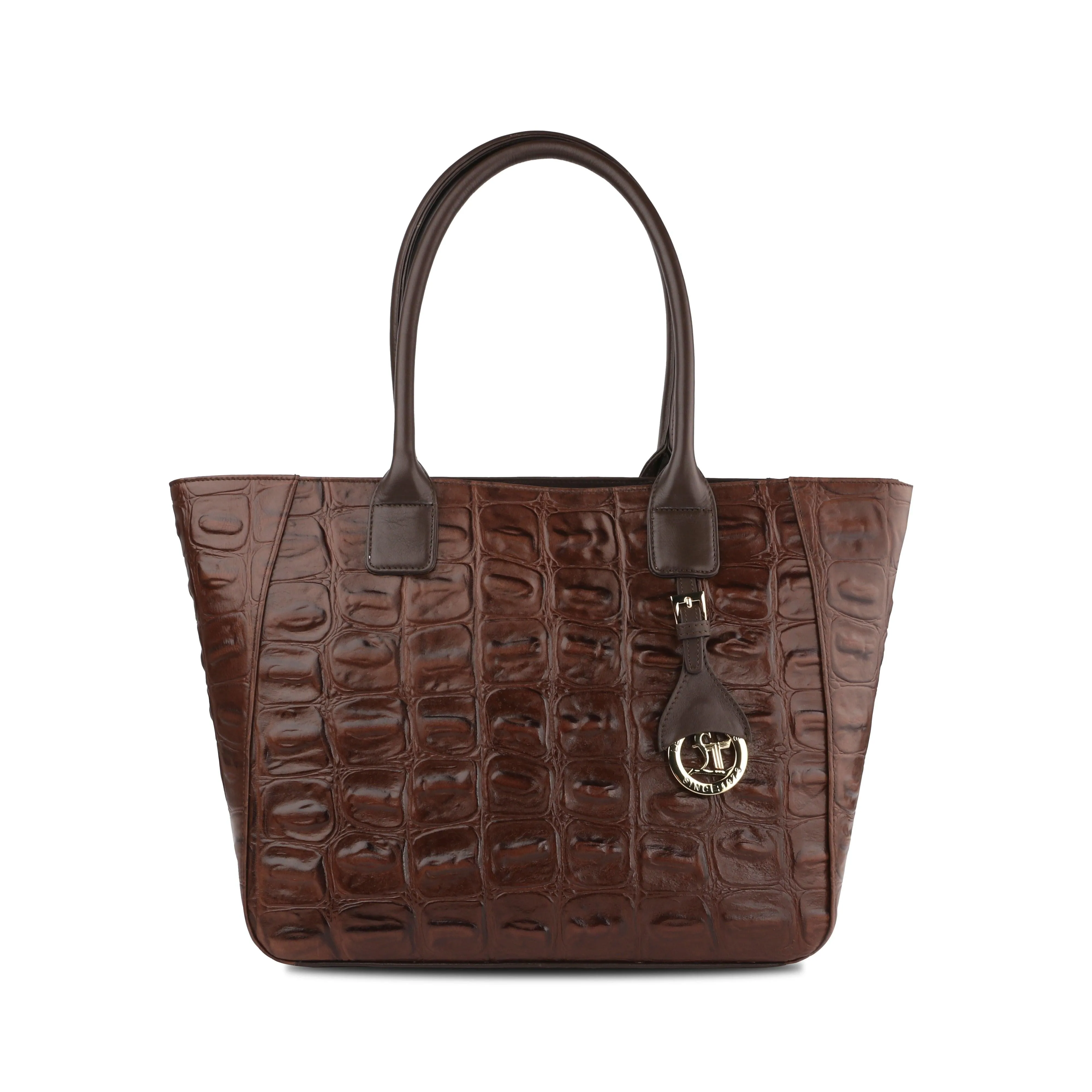 Elvis Tote | Leather Tote Bag For Women | Croco Embossed Genuine Leather | Color: Blue, Brown, Black & Green