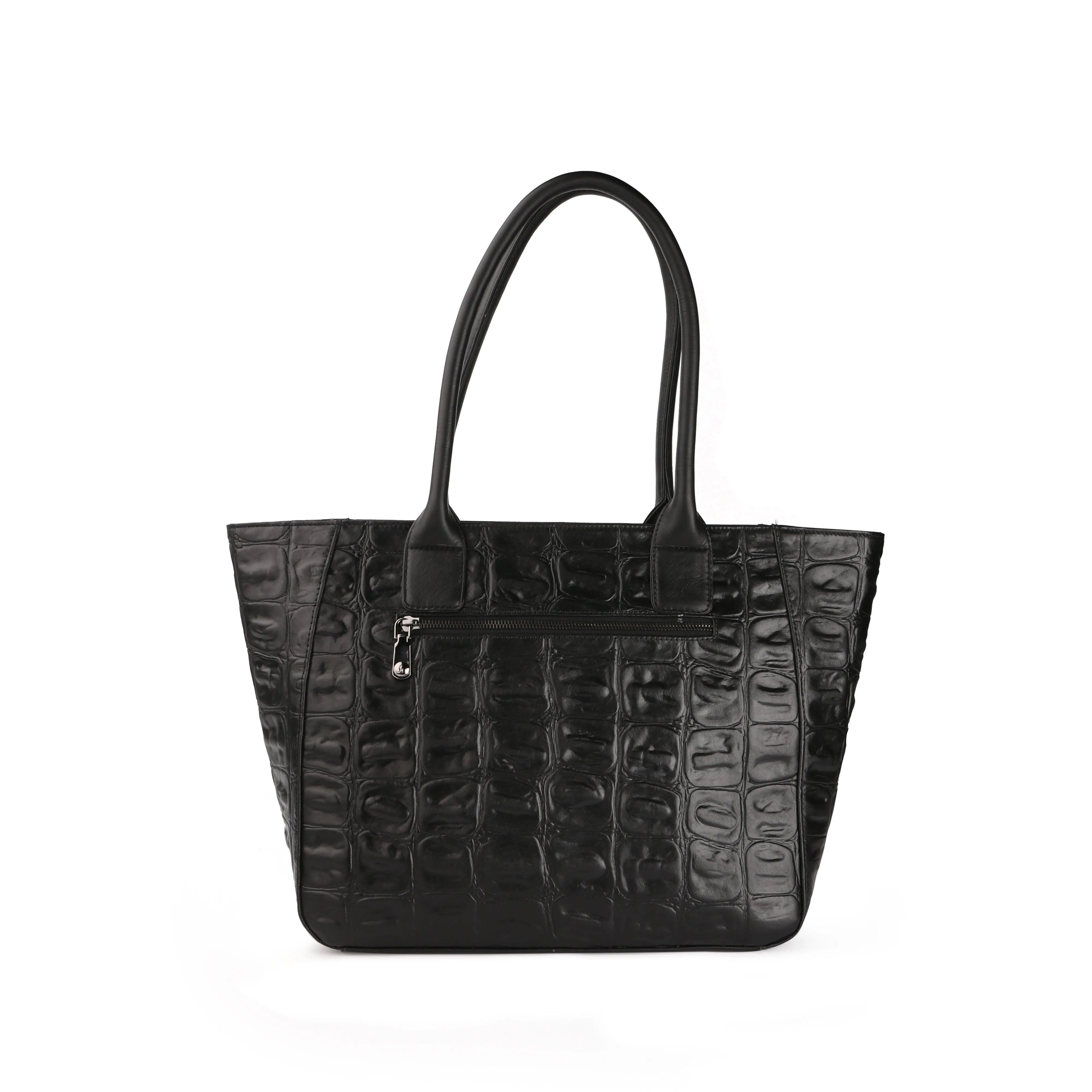 Elvis Tote | Leather Tote Bag For Women | Croco Embossed Genuine Leather | Color: Blue, Brown, Black & Green