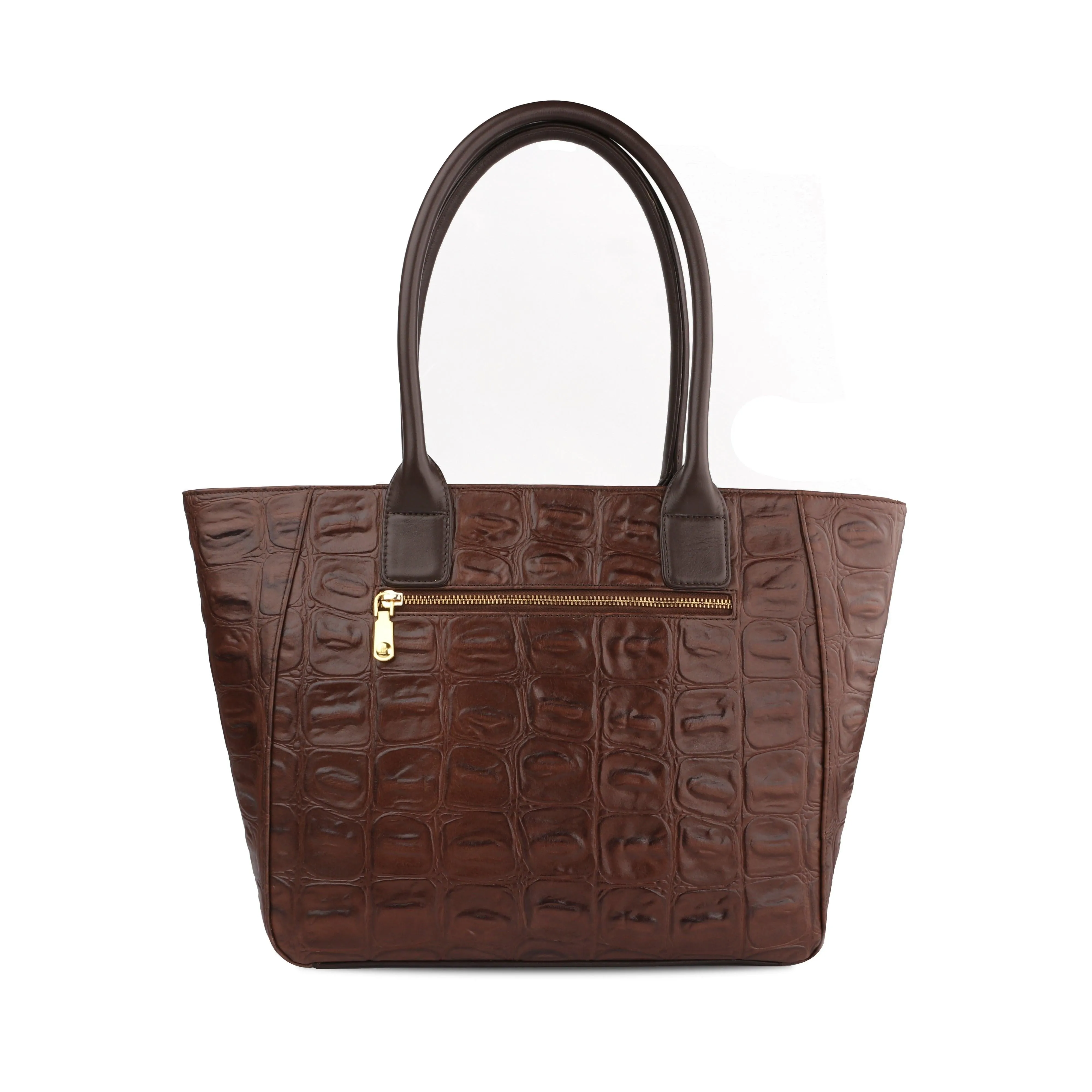 Elvis Tote | Leather Tote Bag For Women | Croco Embossed Genuine Leather | Color: Blue, Brown, Black & Green