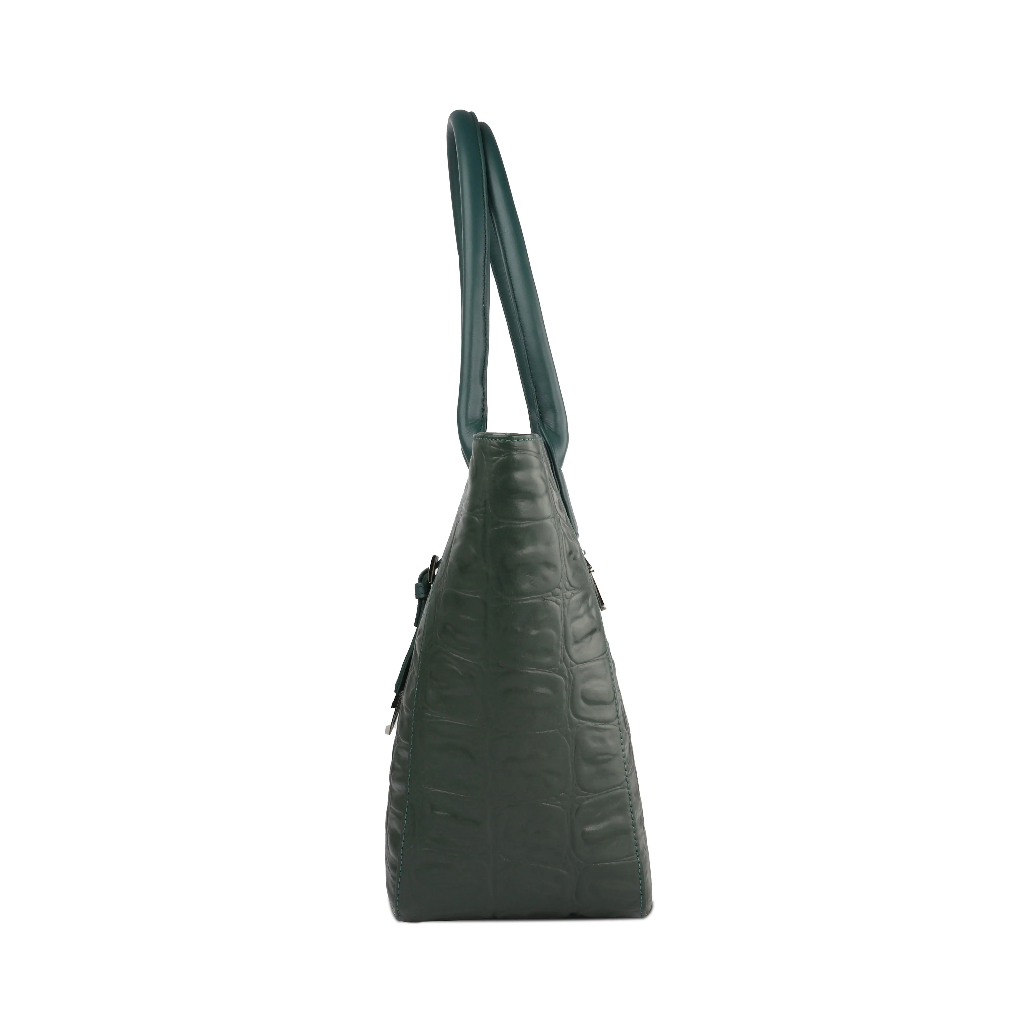 Elvis Tote | Leather Tote Bag For Women | Croco Embossed Genuine Leather | Color: Blue, Brown, Black & Green