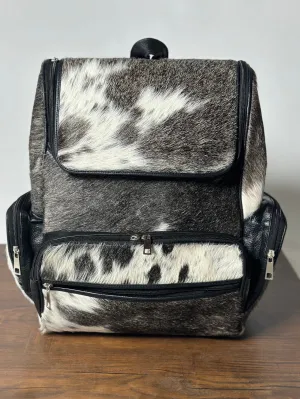 Exotic Grey Black Cowhide Backpack