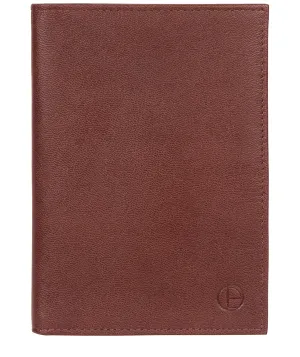 'Explore' Dark Brown Leather Passport Case