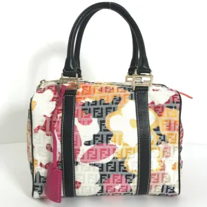 FENDI Boston Bag Zucchino SBL068 Canvas Leather Multicolor Women's