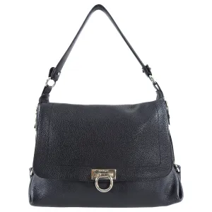 Ferragamo Black Grained Leather Sofia Hobo Bag