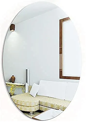 Flexible Mirror Sheets Self-Adhesive Plastic Mirror Tiles Non-Glass Mirror Stickers small for Home Decoration (Oval Shape)