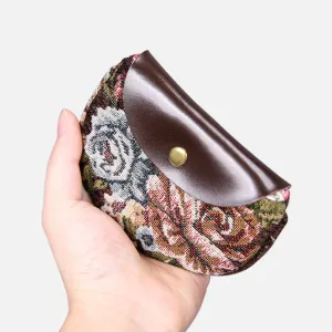 Floral Brown Flap Coin Purse