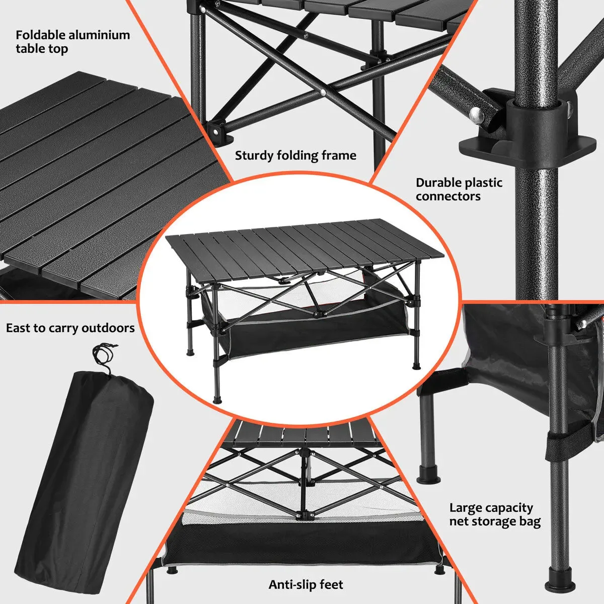 Folding Camping Table Portable Picnic Outdoor Foldable Aluminium Roll Up BBQ Desk