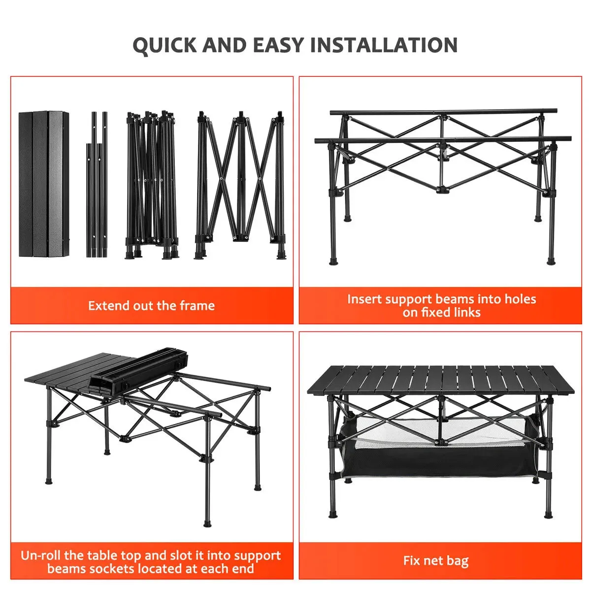 Folding Camping Table Portable Picnic Outdoor Foldable Aluminium Roll Up BBQ Desk